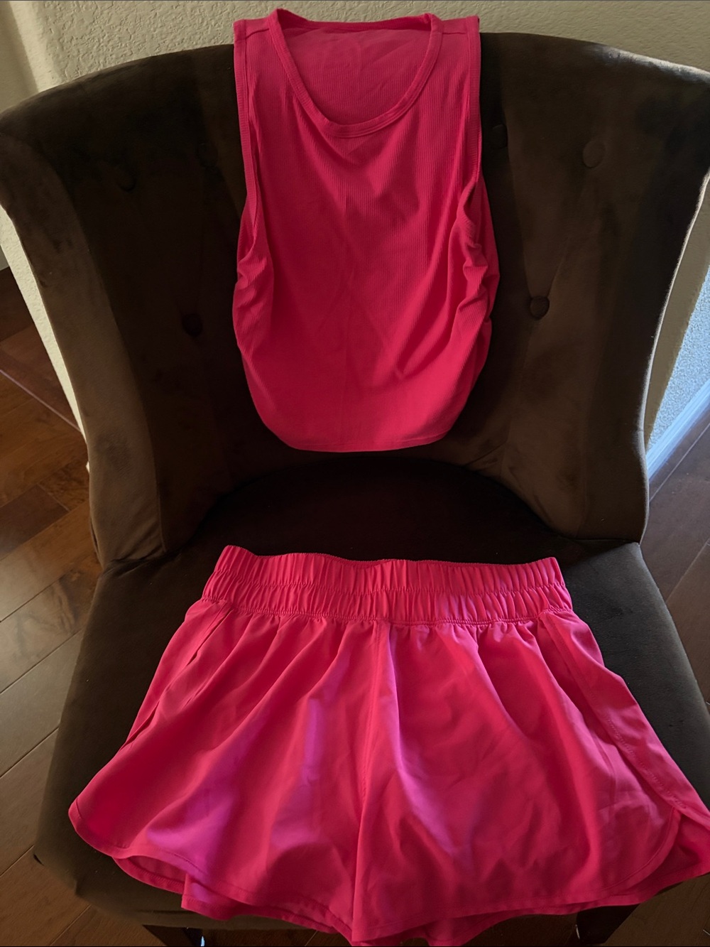 Yogalicious Bright Pink Athletic Shorts with Matching Tank